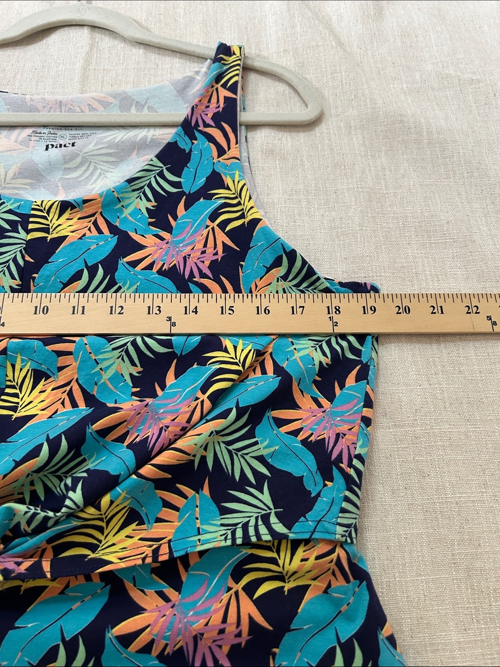 Pact Tropical Leaf Tank Dress Sleeveless Organic Cotton Beach Resort Wear SZ XL - Picture 8 of 11
